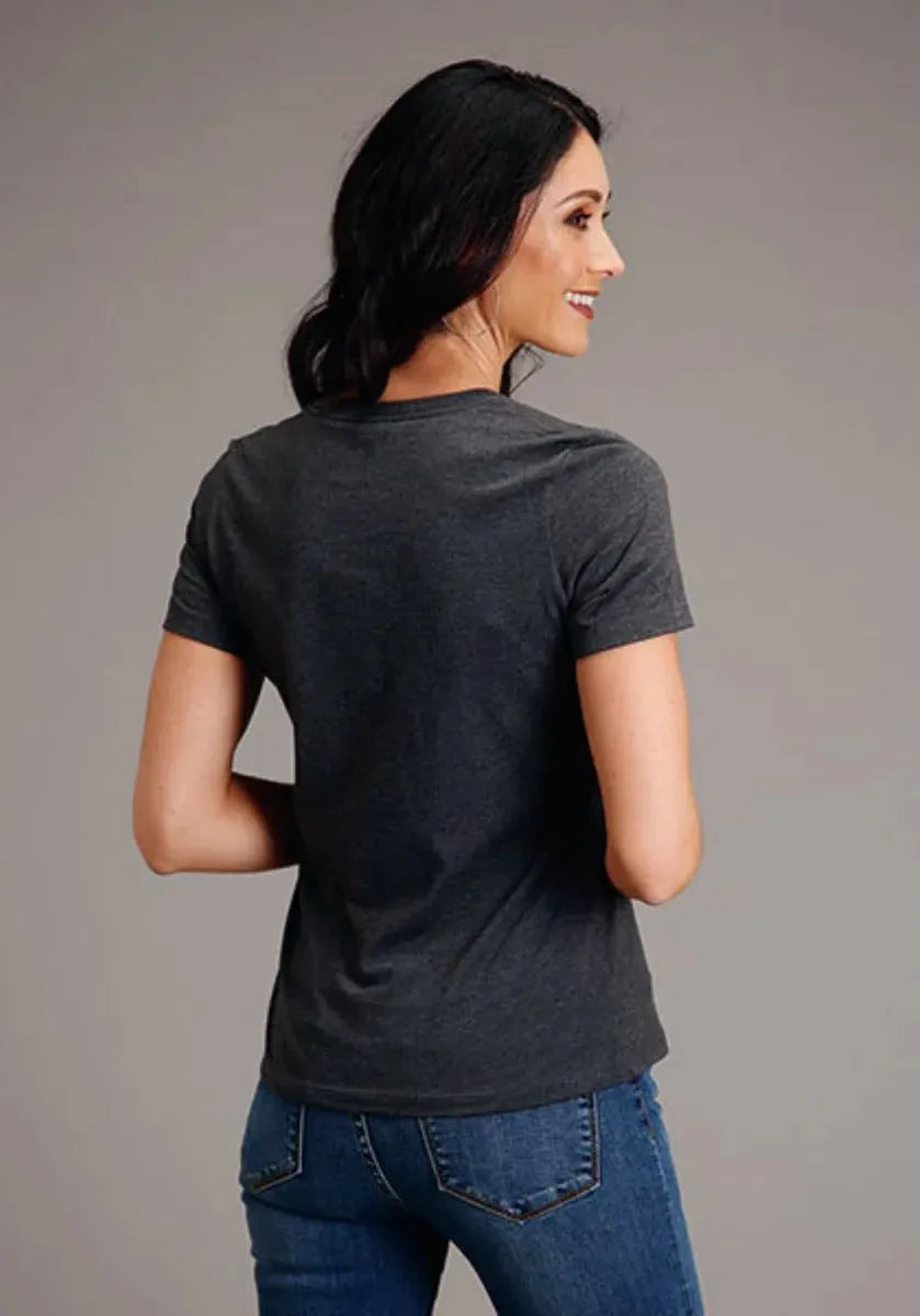 Stetson Sunset and Mountain (Grey) - Women's Short Sleeve T-Shirt - Hatcountry