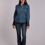 Stetson Leather Collar (Blue) - Women's Denim Shirt