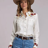 Stetson 3265 Flower Collar (White) - Women's Western Shirt