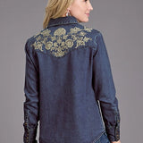 Stetson Floral Embroidery (Blue) - Women's Denim Blouse