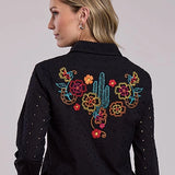 Stetson 2916 Eyelet Sleeves (Black) - Women's Western Shirt