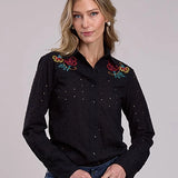 Stetson 2916 Eyelet Sleeves (Black) - Women's Western Shirt