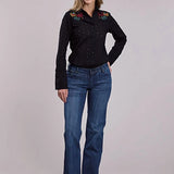 Stetson 2916 Eyelet Sleeves (Black) - Women's Western Shirt
