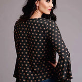 Stetson 00442 Horse Polkadot Bell Sleeves (Black) - Women's Blouse