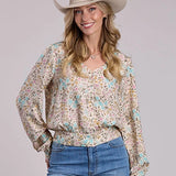 Stetson 2914 Prairie Floral (Cream) - Women's Blouse