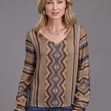 Stetson 2187 Sand Serape V-Neck (Tan) - Women's Blouse