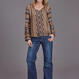 Stetson 2187 Sand Serape V-Neck (Tan) - Women's Blouse
