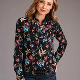 Stetson 00897 Feather Floral (Black) - Women's Blouse