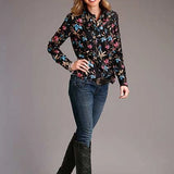 Stetson 00897 Feather Floral (Black) - Women's Blouse