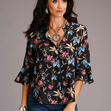 Stetson 00897 Feather Floral Rounded (Black) - Women's Blouse