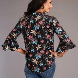 Stetson 00897 Feather Floral Rounded (Black) - Women's Blouse