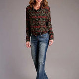 Stetson 00873 Blanket Print (Brown) - Women's Blouse
