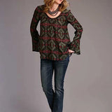 Stetson 00873 Blanket Print Peasant (Brown) - Women's Blouse