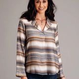 Stetson 1733 Desert Serape V-Neck (Brown) - Women's Blouse