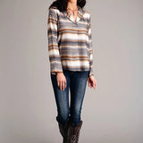 Stetson 1733 Desert Serape V-Neck (Brown) - Women's Blouse