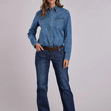 Stetson 2551 Turquoise Snaps (Blue) - Women's Denim Blouse