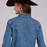 Stetson 2551 Turquoise Snaps (Blue) - Women's Denim Blouse