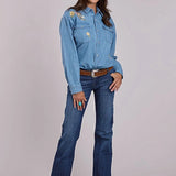 Stetson Floral Denim (Blue) - Women's Western Shirt