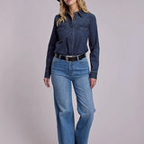 Stetson Single Point (Dark Wash) - Women's Denim Western Shirt