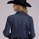 Stetson Single Point (Dark Wash) - Women's Denim Western Shirt