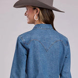 Stetson 2551 Brown Snaps (Blue) - Women's Denim Blouse