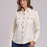 Stetson 2558 Turquoise Snaps (Cream) - Women's Denim Blouse