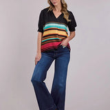 Stetson 2912 Border Print (Black) - Women's Blouse