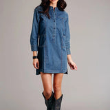 Stetson 3/4 Sleeve (Blue) - Women's Denim Dress
