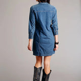 Stetson 3/4 Sleeve (Blue) - Women's Denim Dress