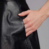Stetson Solid Lamb (Black) - Women's Leather Skirt