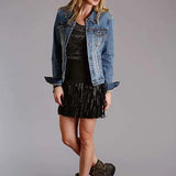 Stetson Fringe Lamb (Black) - Women's Leather Skirt