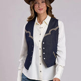 Stetson Embroidered Dark Rinse Denim - Women's Vest