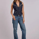 Stetson Embroidered Dark Rinse Denim - Women's Vest