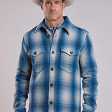 Stetson 2 Pocket Plaid (Blue) - Men's Wool Shirt Jacket