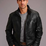Stetson Novelty Solid Smooth Leather (Black) - Men's Leather Jacket