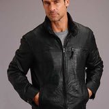 Stetson Novelty Solid Smooth Leather (Black) - Men's Leather Jacket