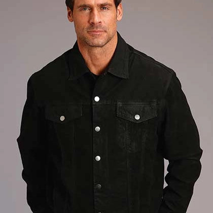 Stetson Novelty Solid Distressed (Black) - Men's Leather Jacket
