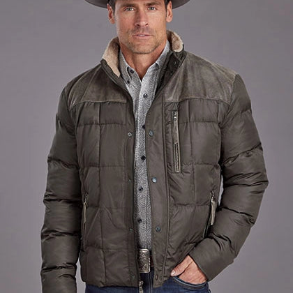 Stetson Novelty Solid Quilted (Grey) - Men's Nylon Jacket