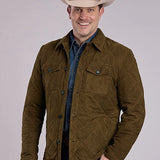 Stetson Novelty Solid Diamond Quilt (Brown) - Men's Suede Jacket