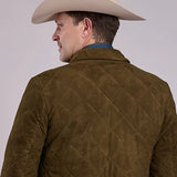 Stetson Novelty Solid Diamond Quilt (Brown) - Men's Suede Jacket