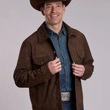 Stetson Corduroy Look (Dark Brown) - Men's Leather Jean Jacket