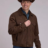 Stetson Corduroy Look (Dark Brown) - Men's Leather Jean Jacket