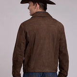 Stetson Corduroy Look (Dark Brown) - Men's Leather Jean Jacket