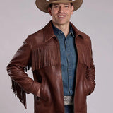 Stetson Fringe Yoke (Brown) - Men's Leather Jacket