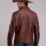 Stetson Fringe Yoke (Brown) - Men's Leather Jacket