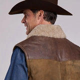 Stetson Distressed With Contrast Yoke (Brown) - Men's Suede Vest