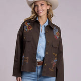 Stetson Cowgirl Embroidery (Dark Brown) - Women's Canvas Jacket