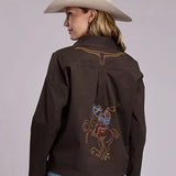 Stetson Cowgirl Embroidery (Dark Brown) - Women's Canvas Jacket