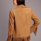 Stetson Fringed Button Front (Tan) - Women's Suede Jacket