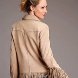 Stetson Fringed Button Front (Khaki) - Women's Suede Jacket